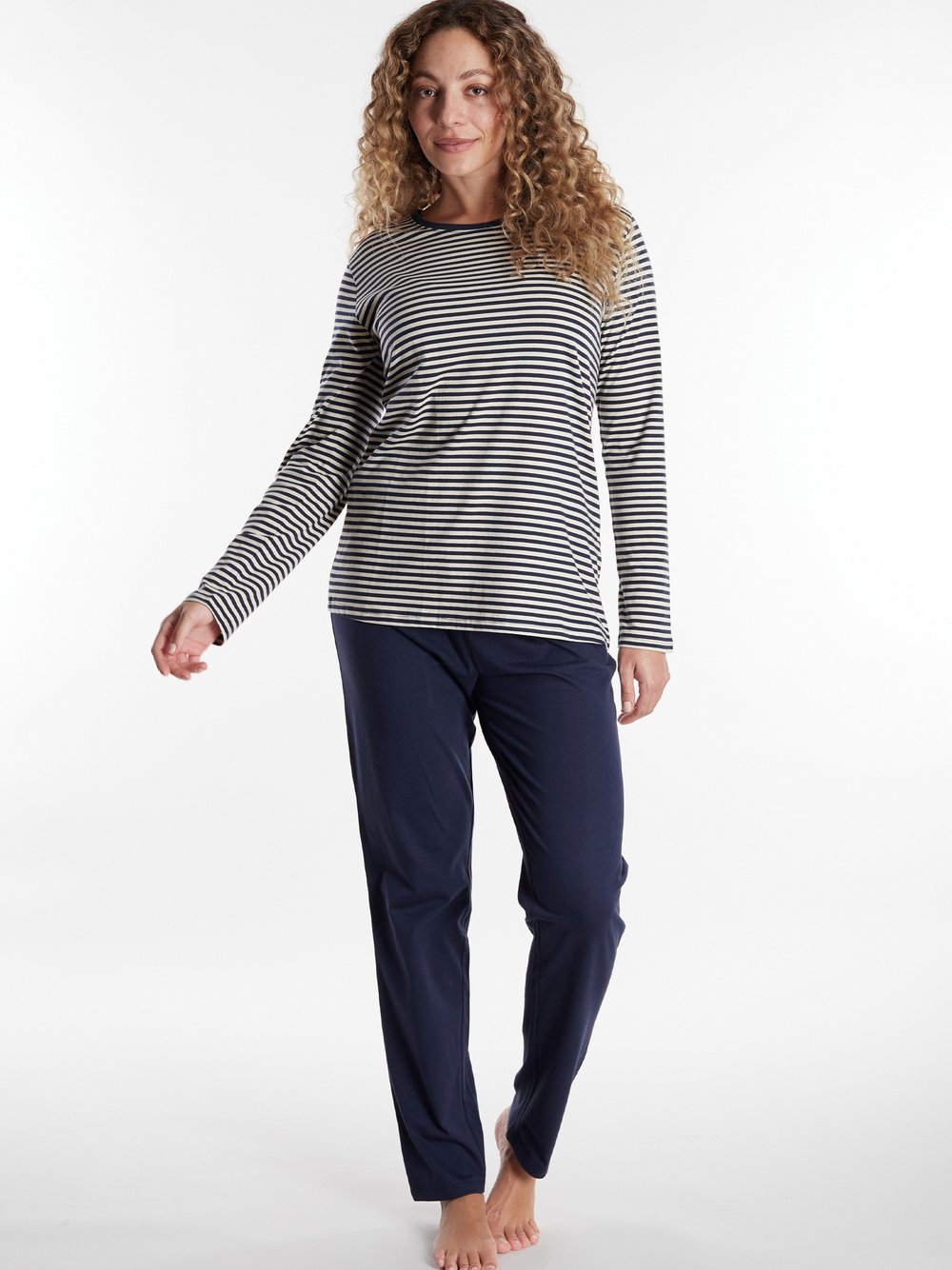 GÖTZBURG Pyjama Damen Jersey blau gestreift, 52