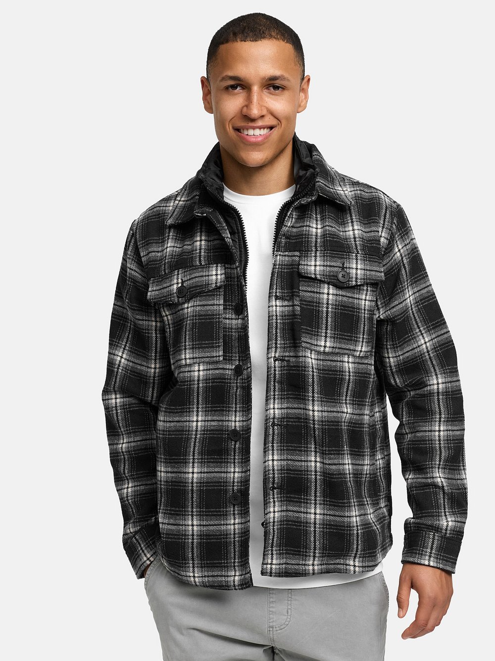 Indicode Übergangsjacke Herren schwarz kariert, M