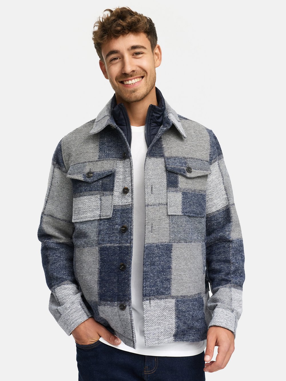 Indicode Übergangsjacke Herren blau gemustert, L