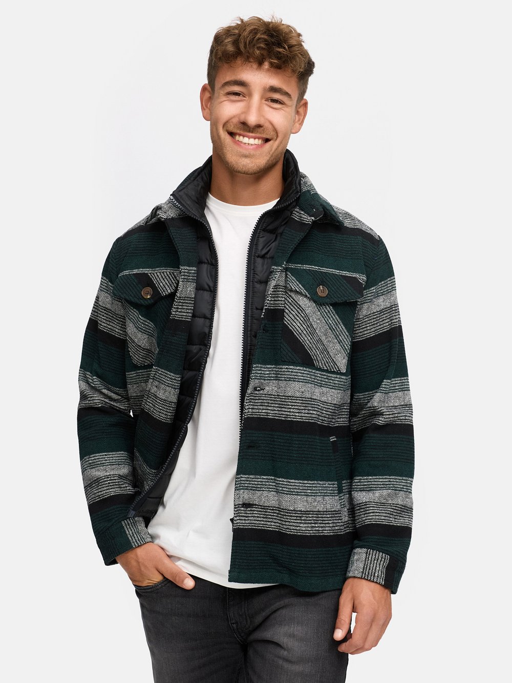 Thumbnail - Indicode Übergangsjacke Herren grau gemustert, M