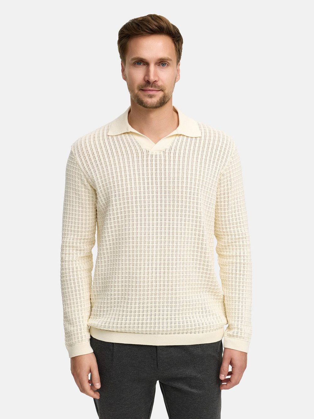 Jeff Strickpullover Herren Baumwolle weiß, XXL