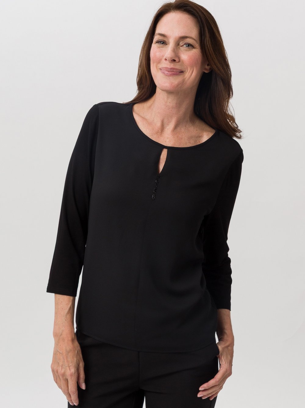 Frank Walder Blusenshirt Damen Viskose schwarz, 38