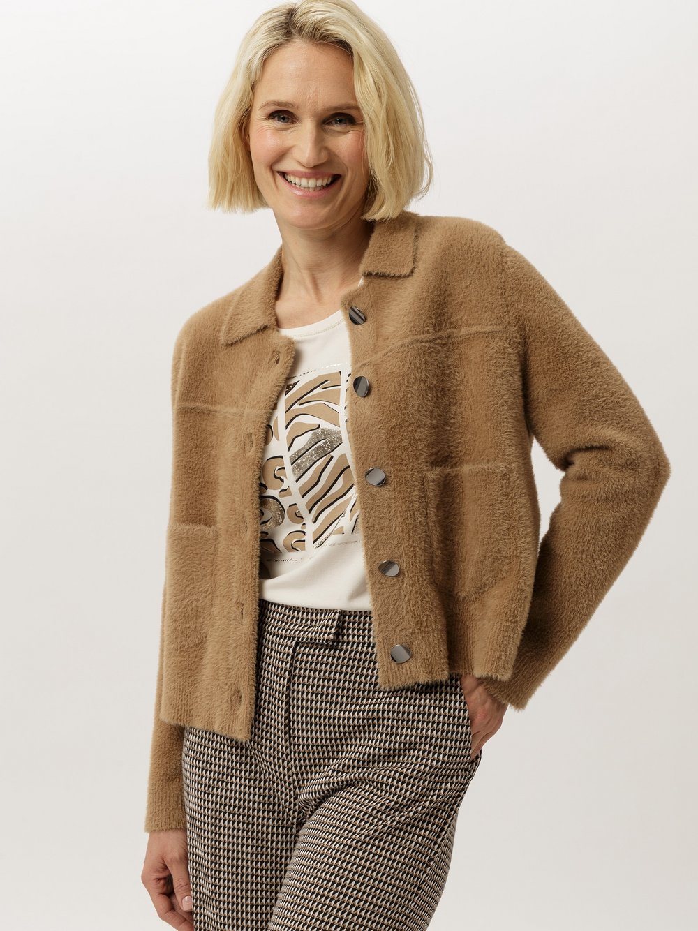 Frank Walder Feinstrickjacke Damen Baumwolle braun, 46