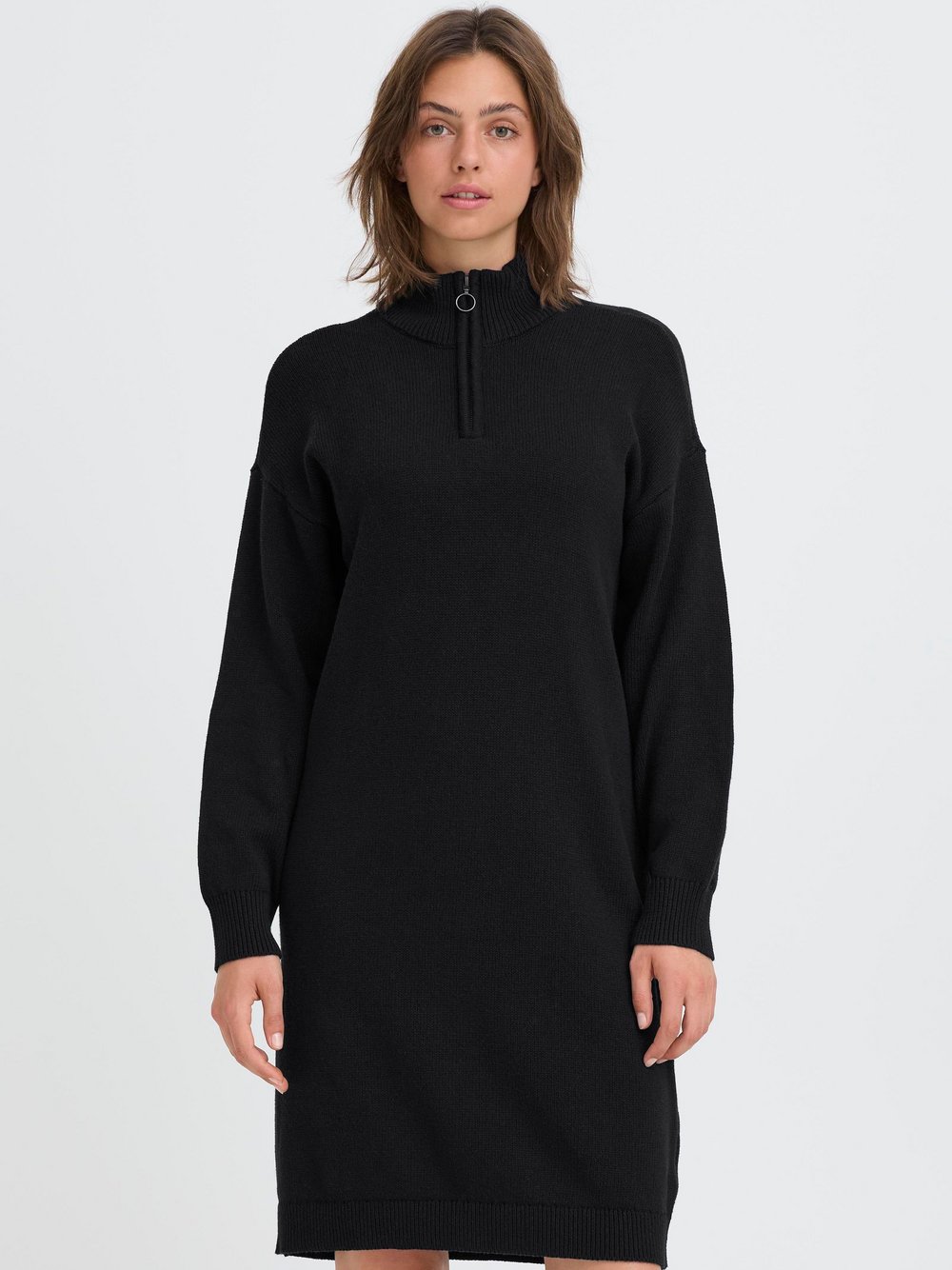 OXMO Strickkleid Damen Baumwolle schwarz, M