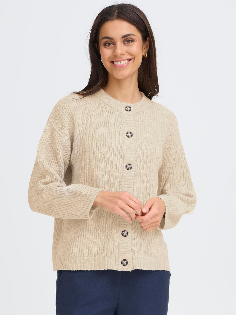 OXMO Strickjacke Damen beige meliert, XXL