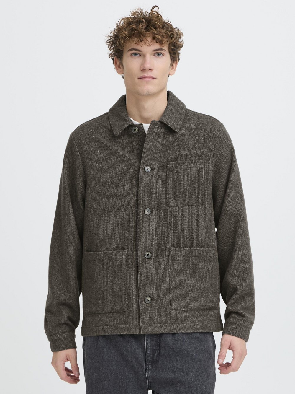 CASUAL FRIDAY Hemdjacke Herren grün meliert, S