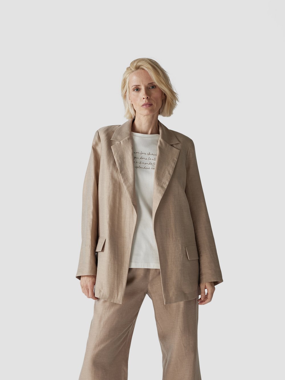 LCMT Blazer Damen Leinen braun, 36