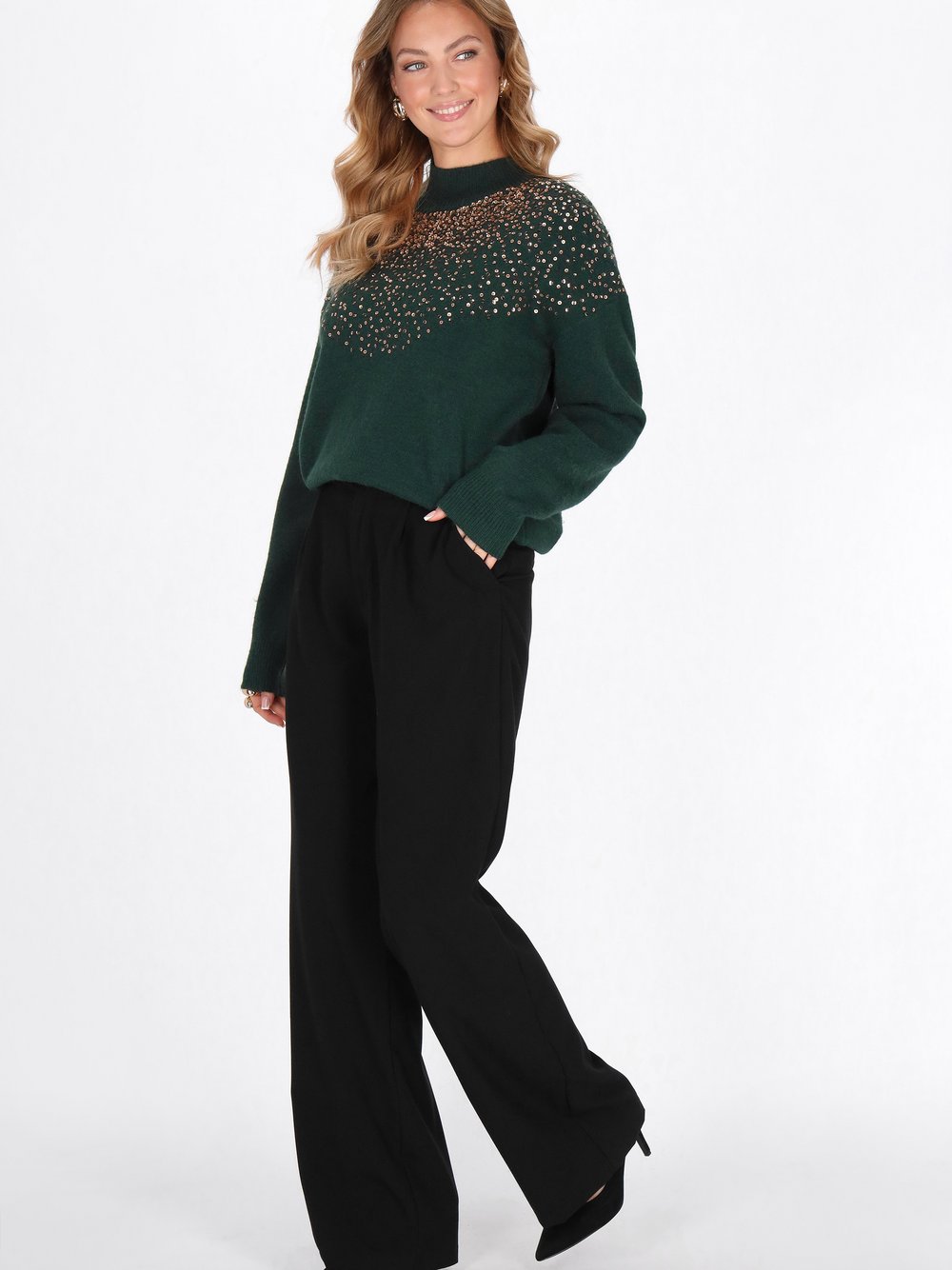 Faina Pullover Damen grün, XS/S