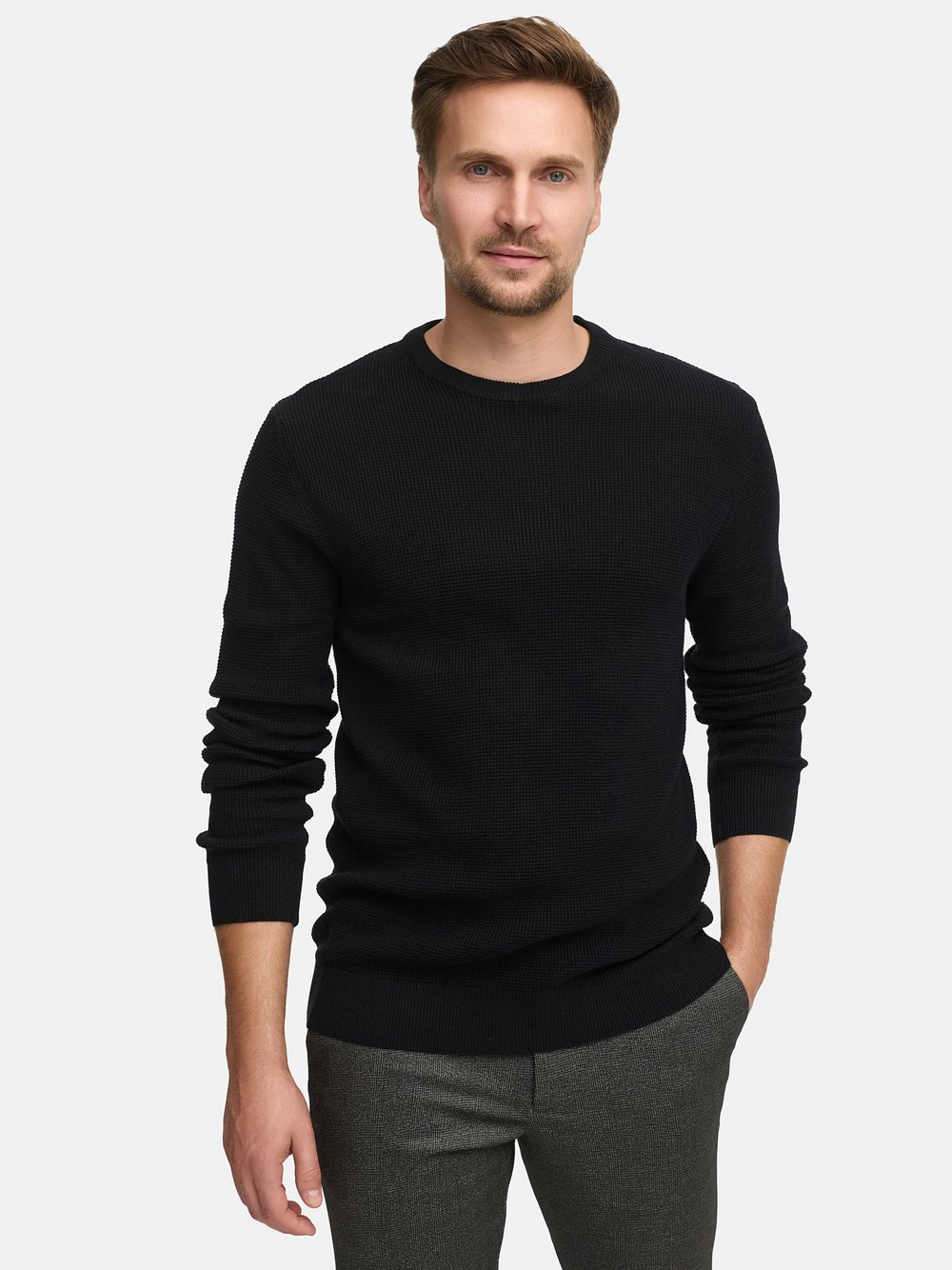 Jeff Strickpullover Herren Baumwolle schwarz, S