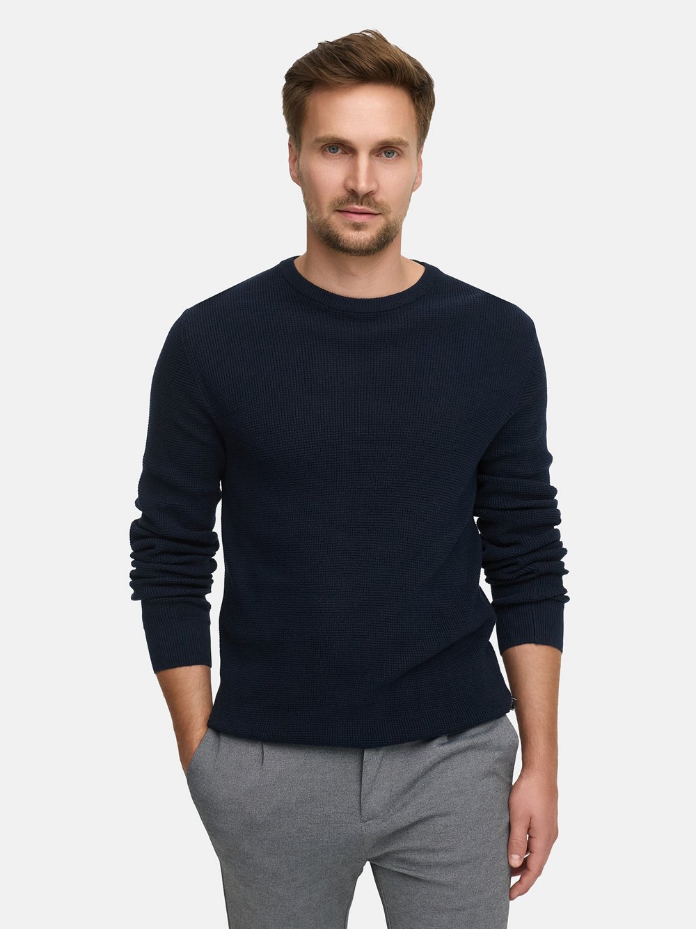Thumbnail - Jeff Strickpullover Herren Baumwolle blau, XXL