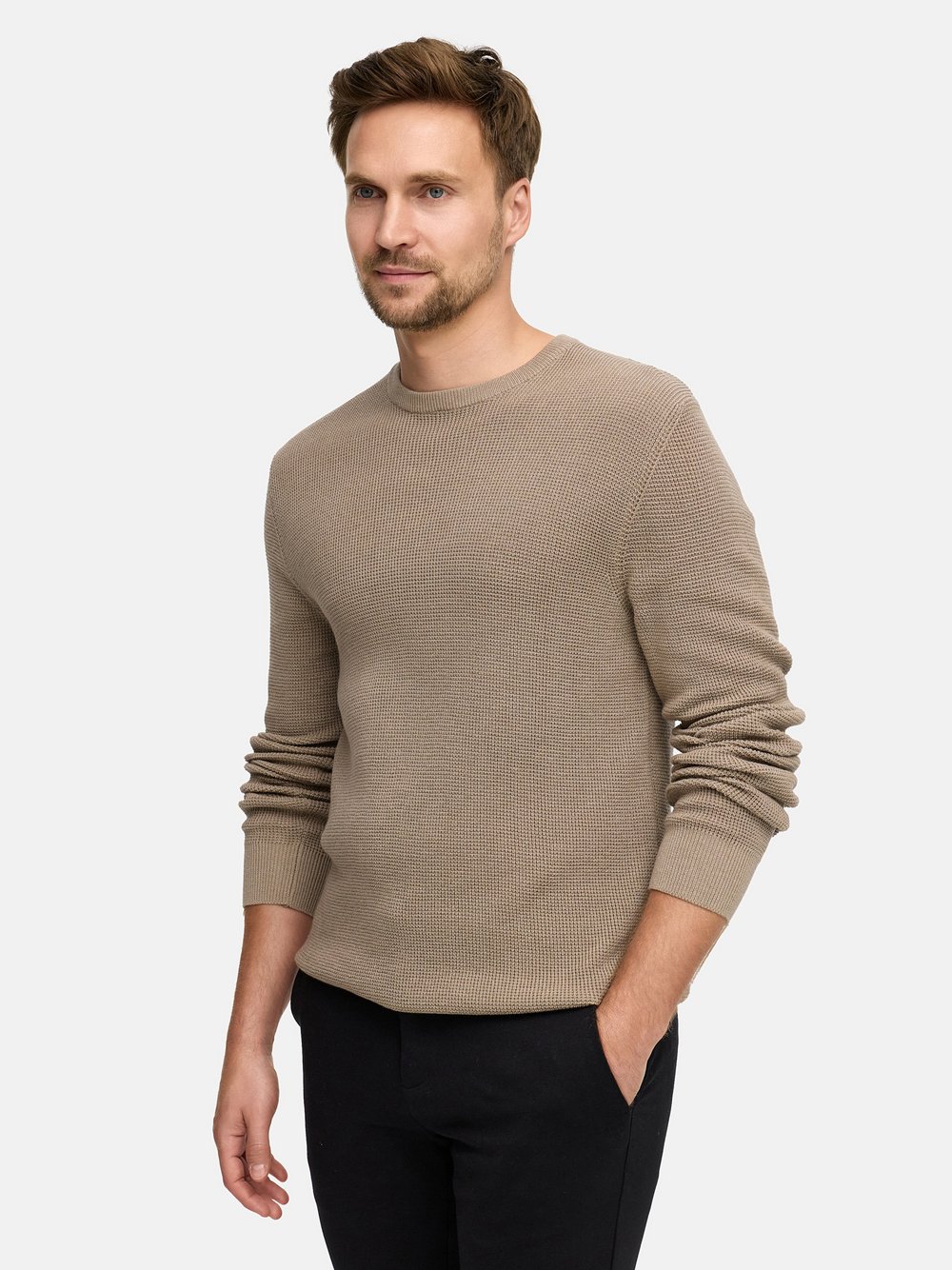 Thumbnail - Jeff Strickpullover Herren Baumwolle beige, M