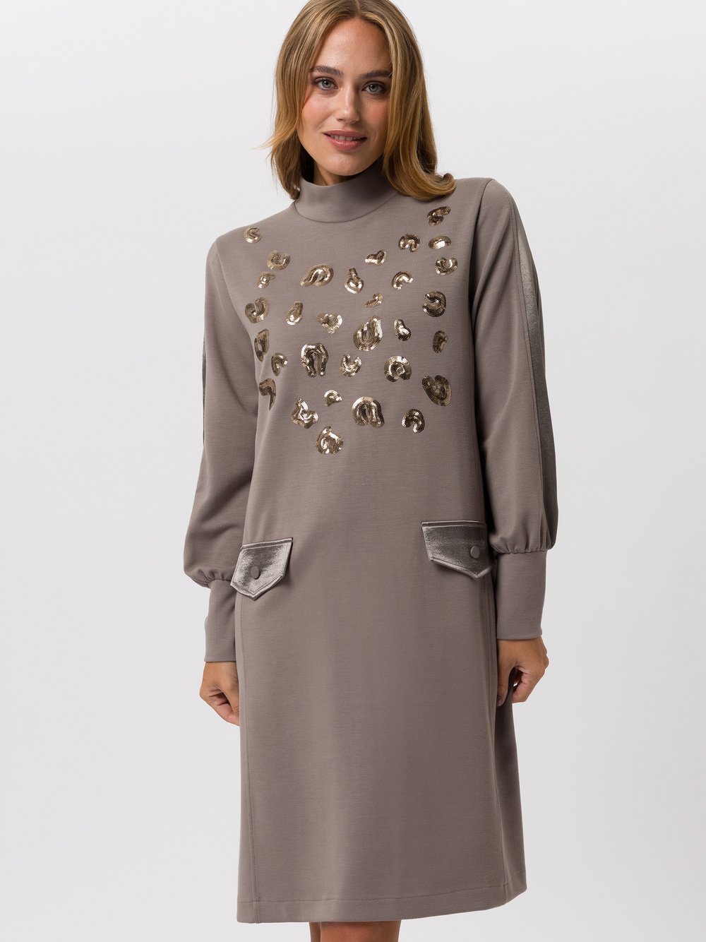 TUZZI Kleid Damen Viskose braun gemustert, 36