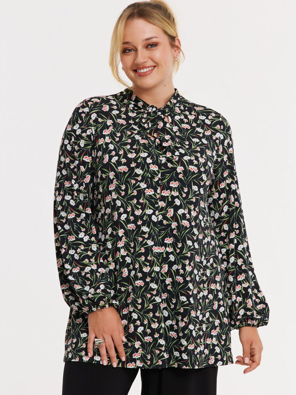 YOEK Tunika Damen schwarz bedruckt, 50-52