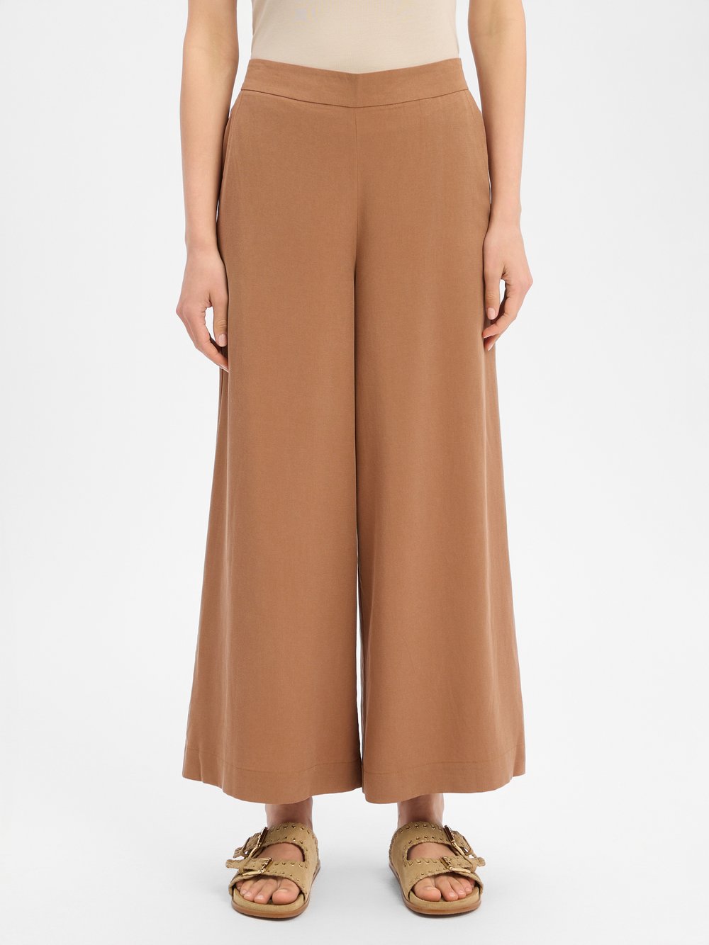VAN GRAAF Marc O'polo Damen Camel Culotte Mit Leinen-Anteil Lyocell Braun, Größe 38