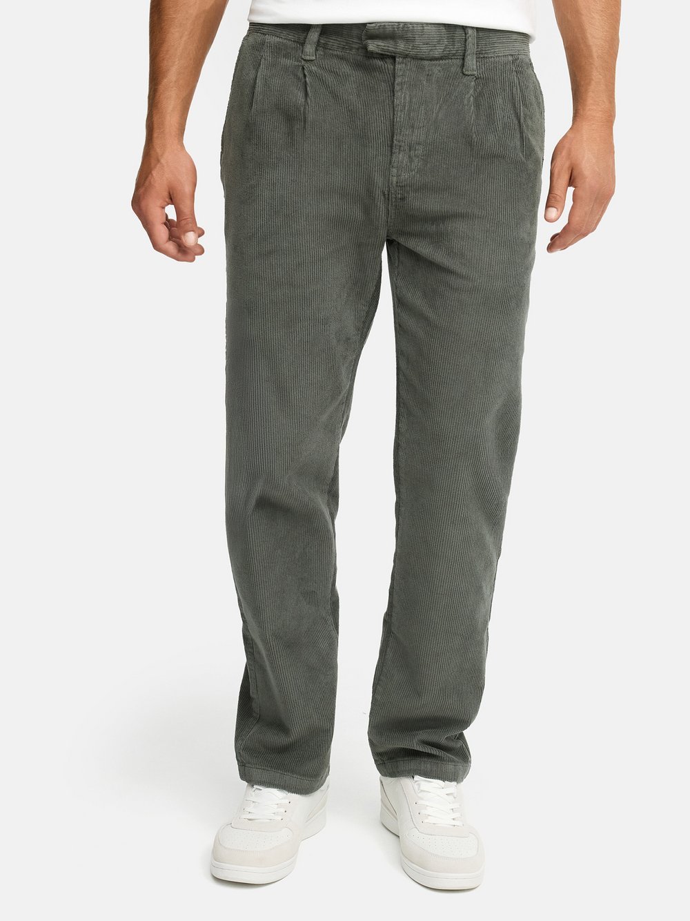 Indicode Cordhose Herren Baumwolle grau, 33-34