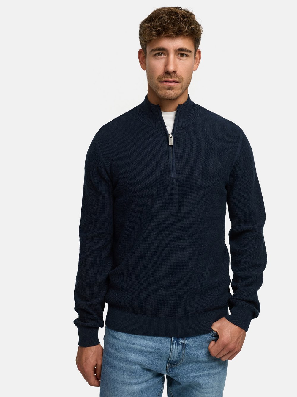 Thumbnail - Indicode Strickpullover Herren Baumwolle blau, S