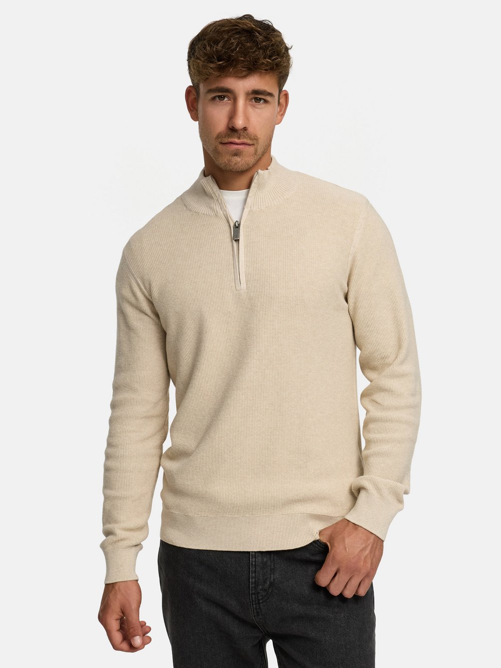 Indicode Strickpullover Herren Baumwolle beige, M
