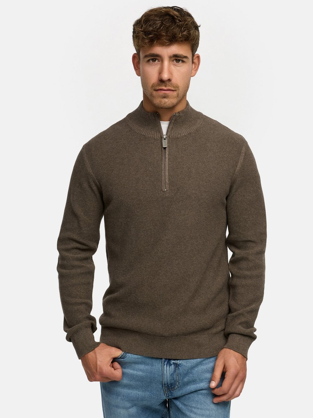Indicode Strickpullover Herren Baumwolle grau, M
