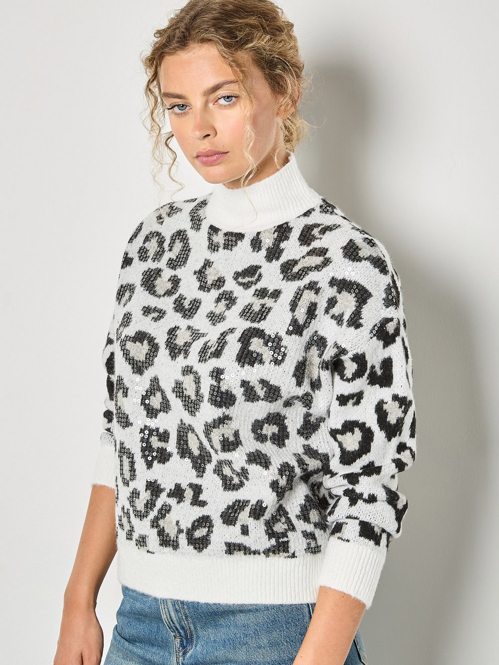 Thumbnail - Apricot Pullover Damen weiß gemustert, 38