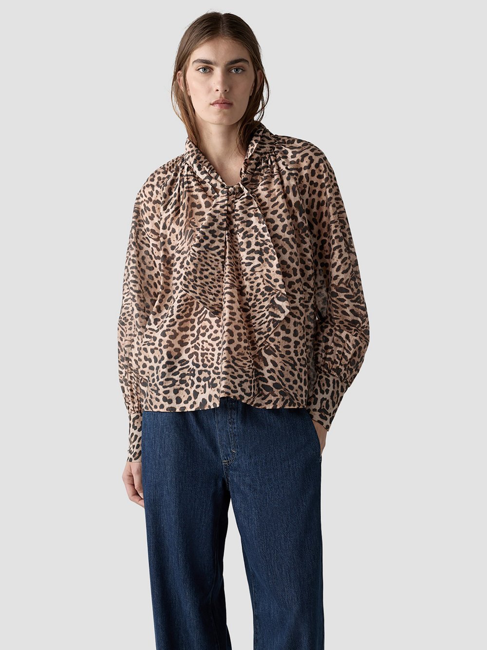 LCMT Bluse Damen Viskose braun gemustert, 44