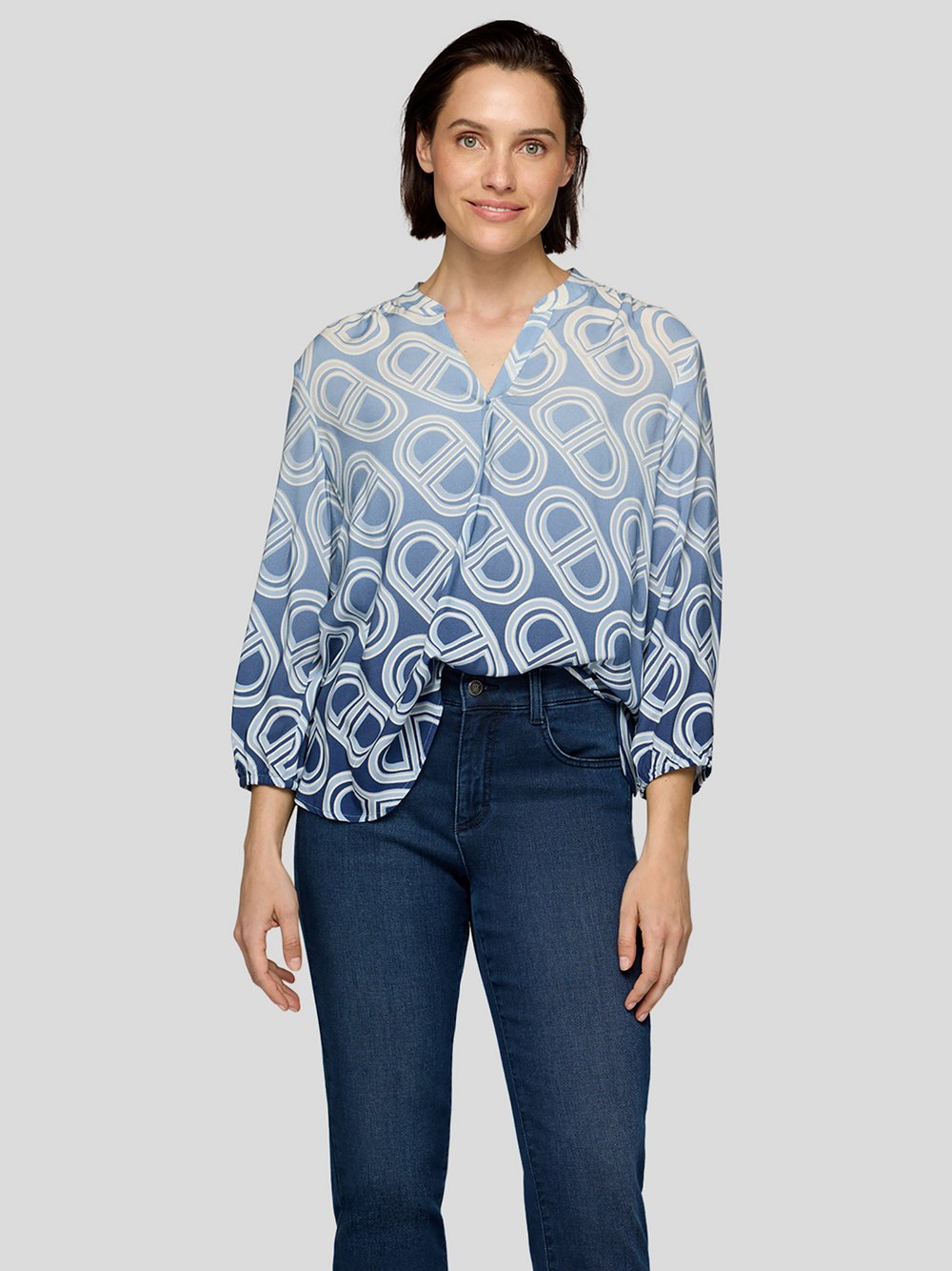 RABE Bluse Damen Viskose blau gemustert, 40