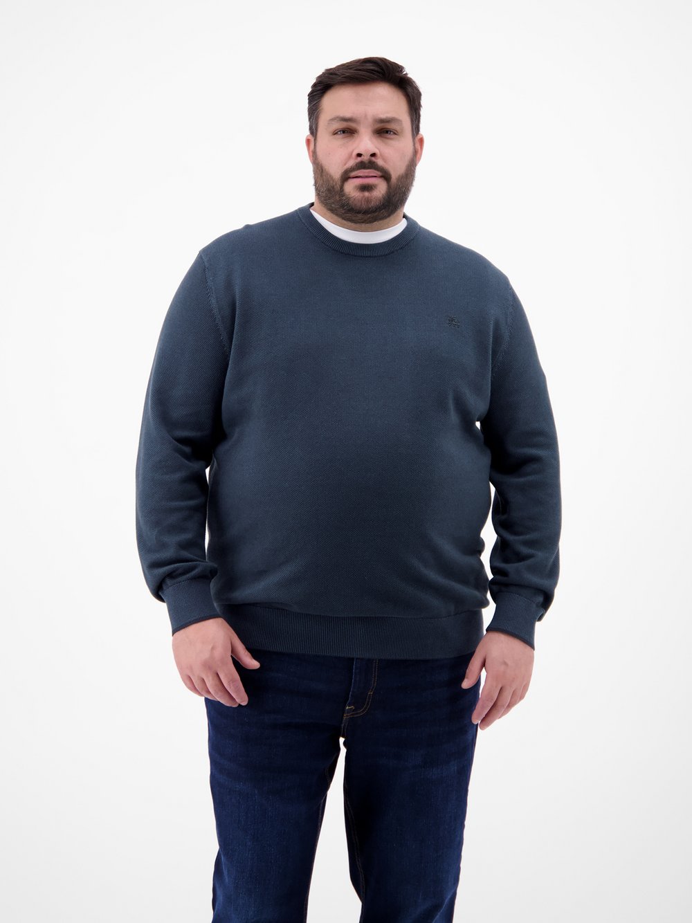 LERROS Strickpullover Herren Baumwolle blau, 5XL