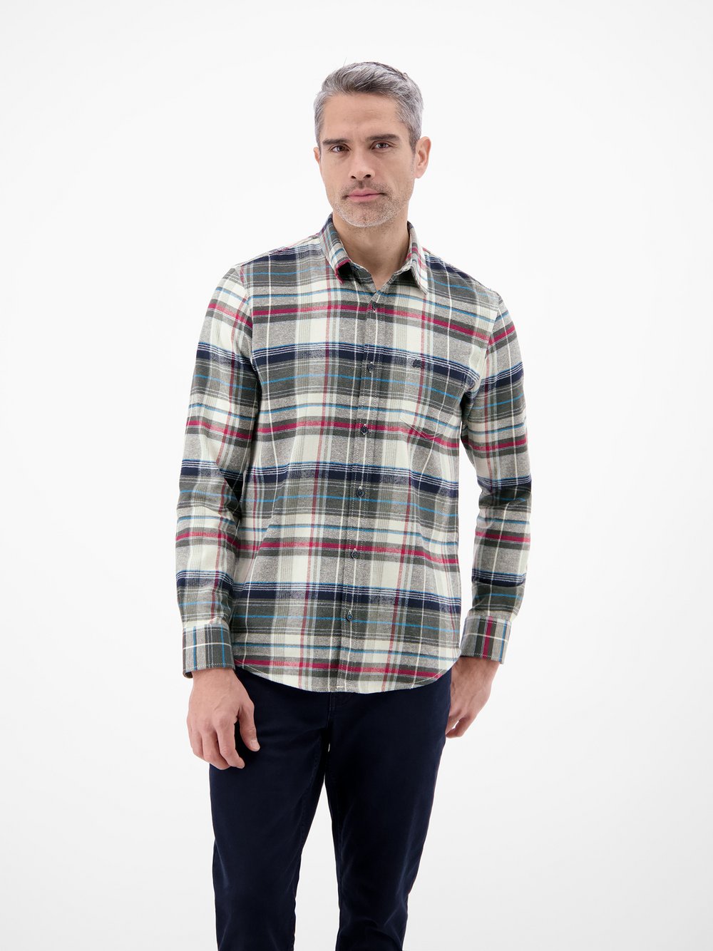 LERROS Karohemd Herren Regular Fit Baumwolle weiß kariert, XXL