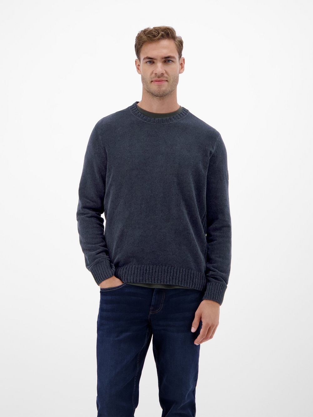 LERROS Strickpullover Herren Baumwolle blau, M