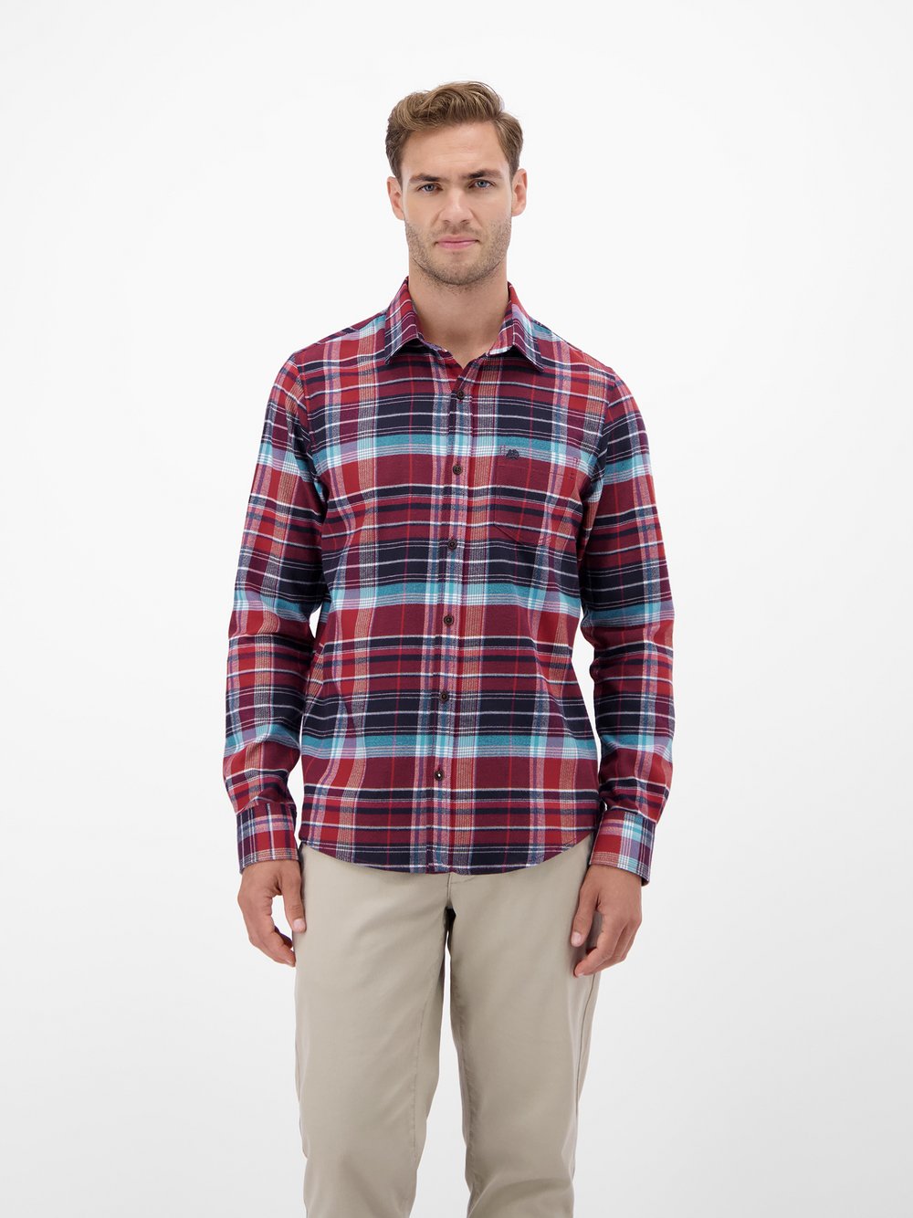 LERROS Flanellhemd Herren Regular Fit Baumwolle rot kariert, XXL