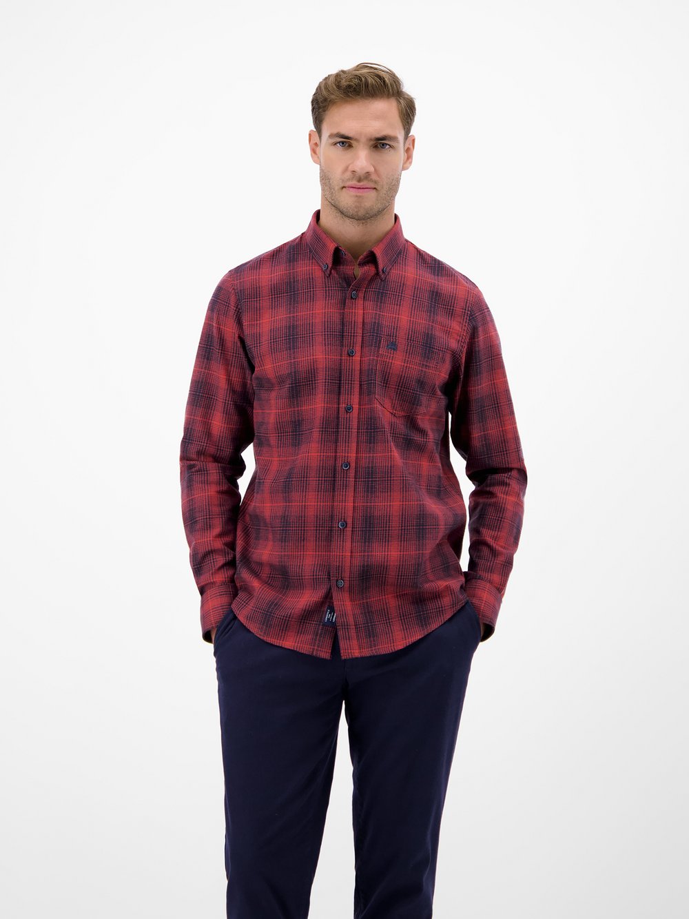 LERROS Flanellhemd Herren Regular Fit Baumwolle rot kariert, XXXL