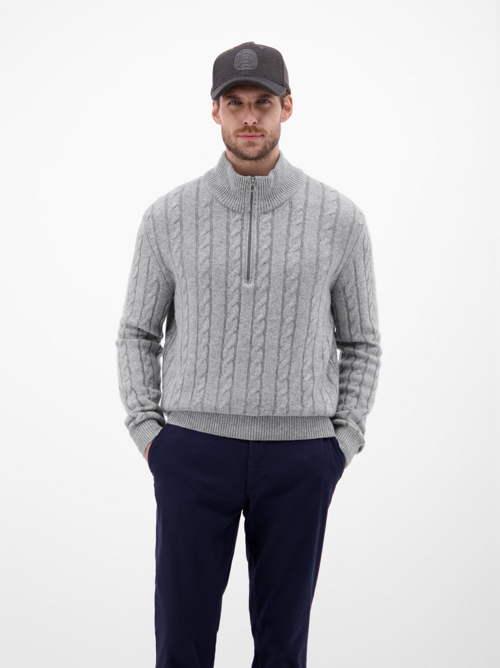 LERROS Strickpullover Herren Wolle grau, XL