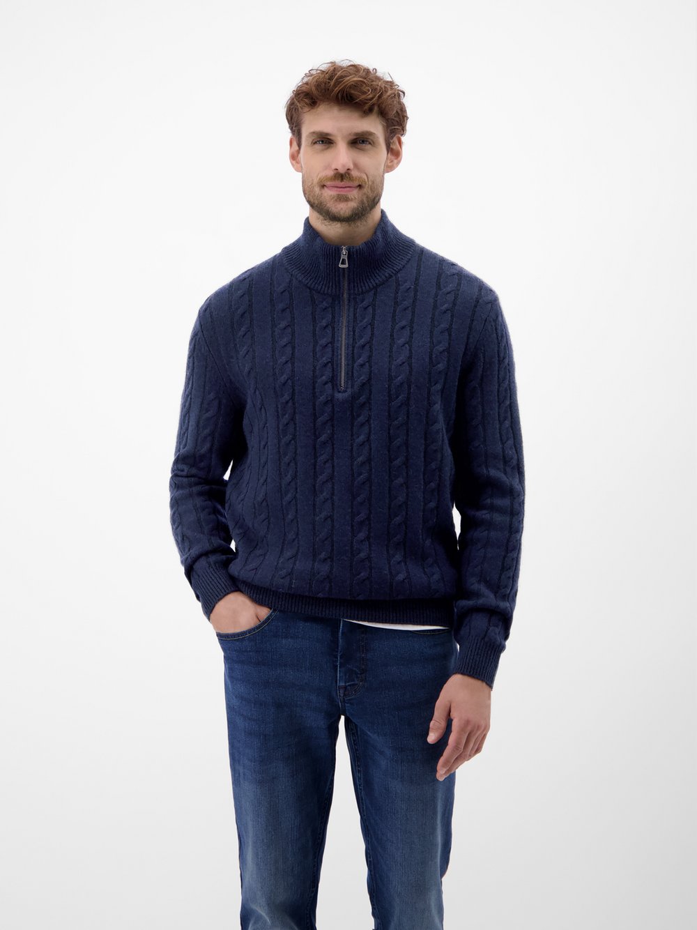 LERROS Strickpullover Herren Wolle blau, XXL