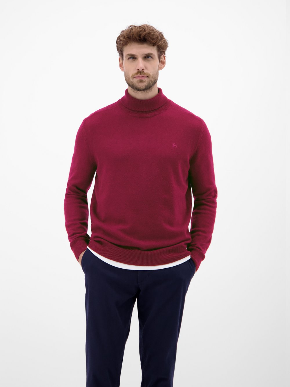 LERROS Rollkragenpullover Herren Schurwolle rot, XXL