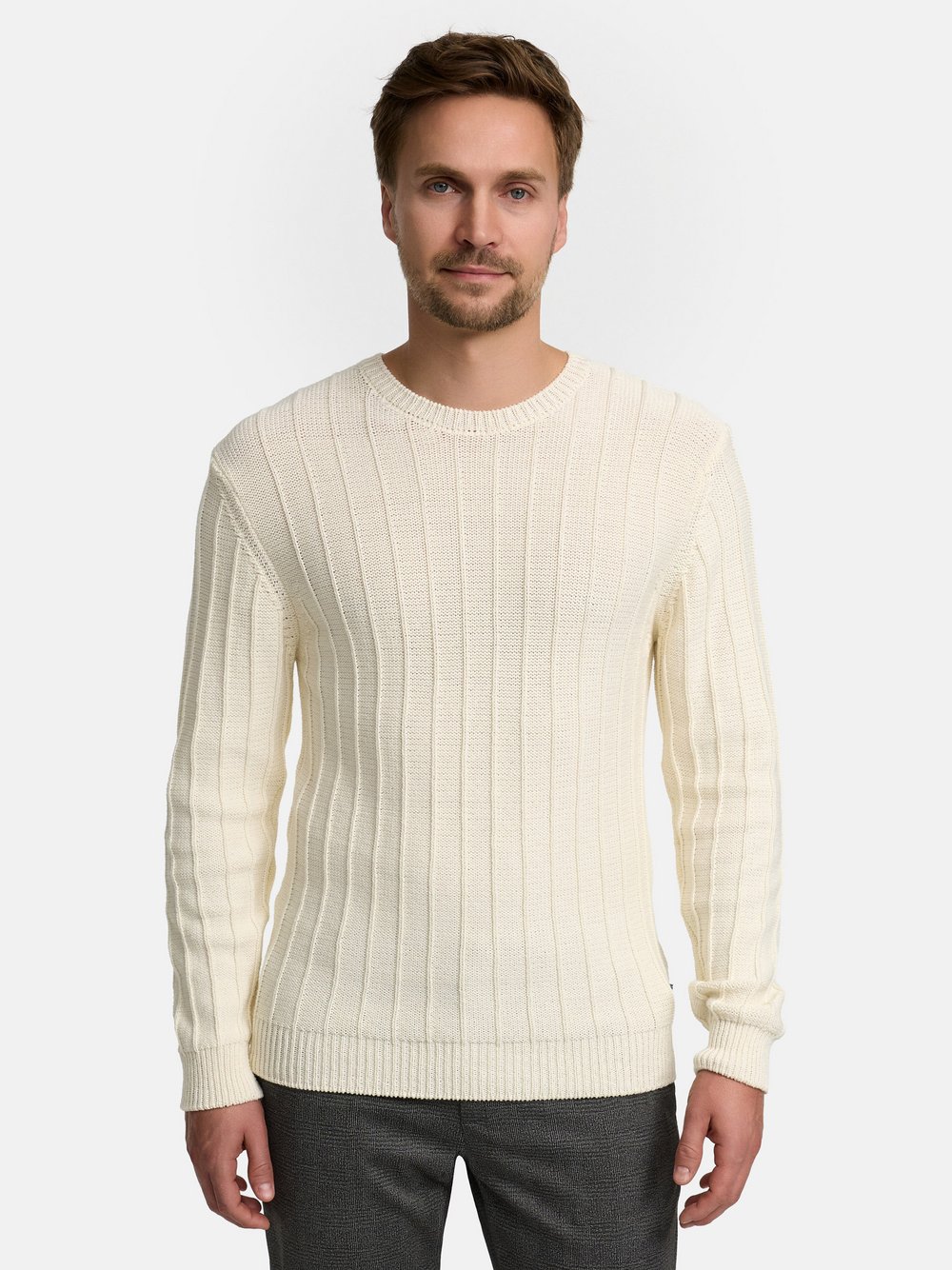 Thumbnail - Jeff Strickpullover Herren Baumwolle weiß, M