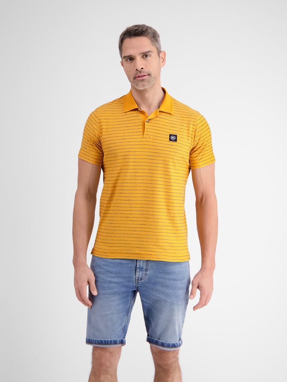 LERROS Poloshirt Herren Baumwolle orange gestreift, S