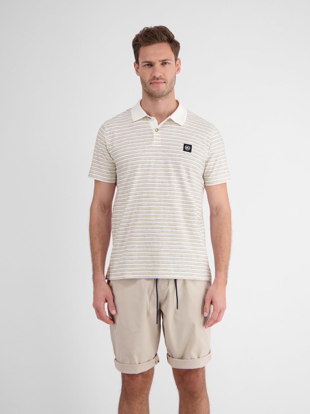 LERROS Poloshirt Herren Baumwolle weiß gestreift, S