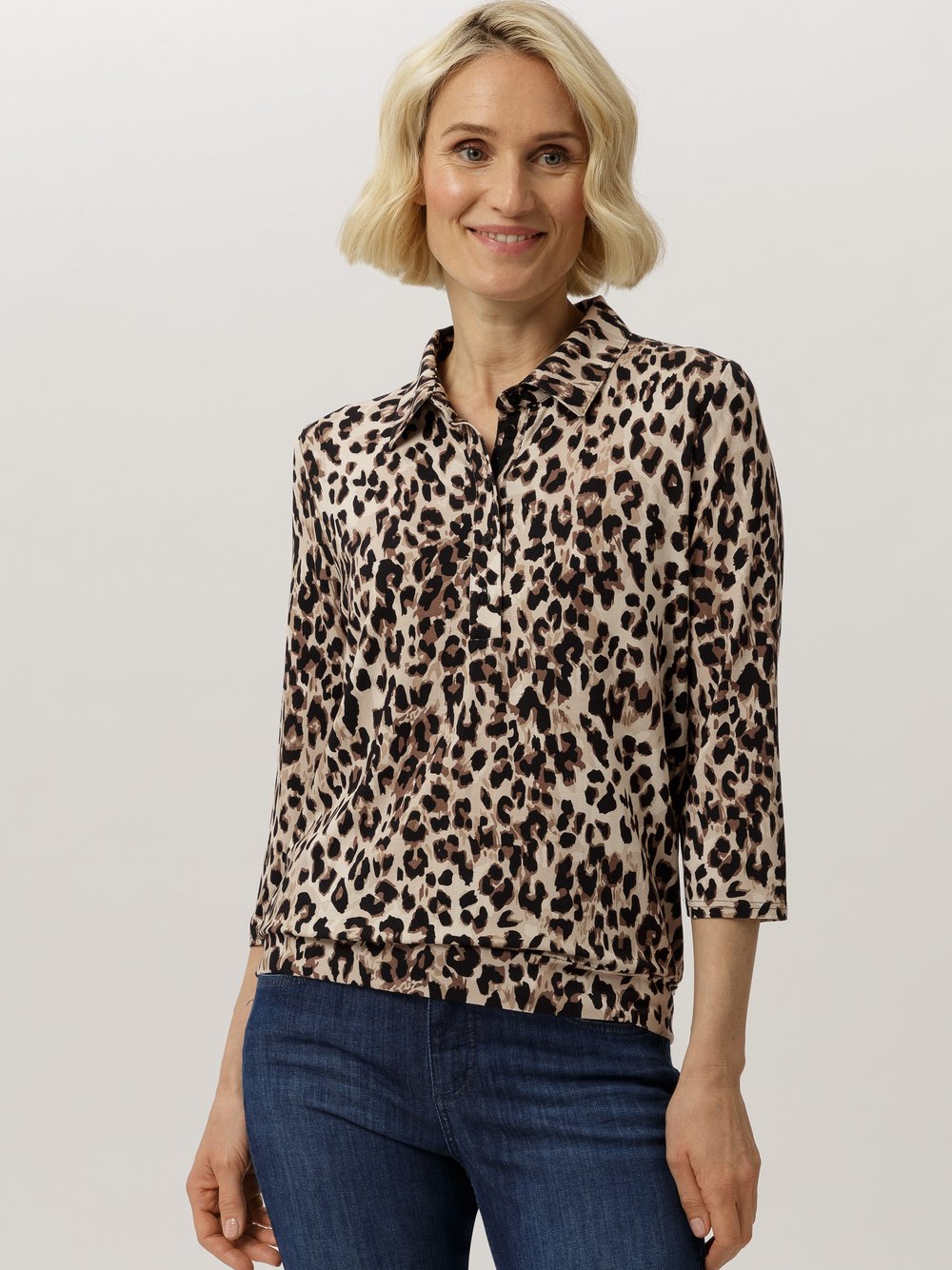 Frank Walder Poloshirt Damen Viskose mehrfarbig gemustert, 52