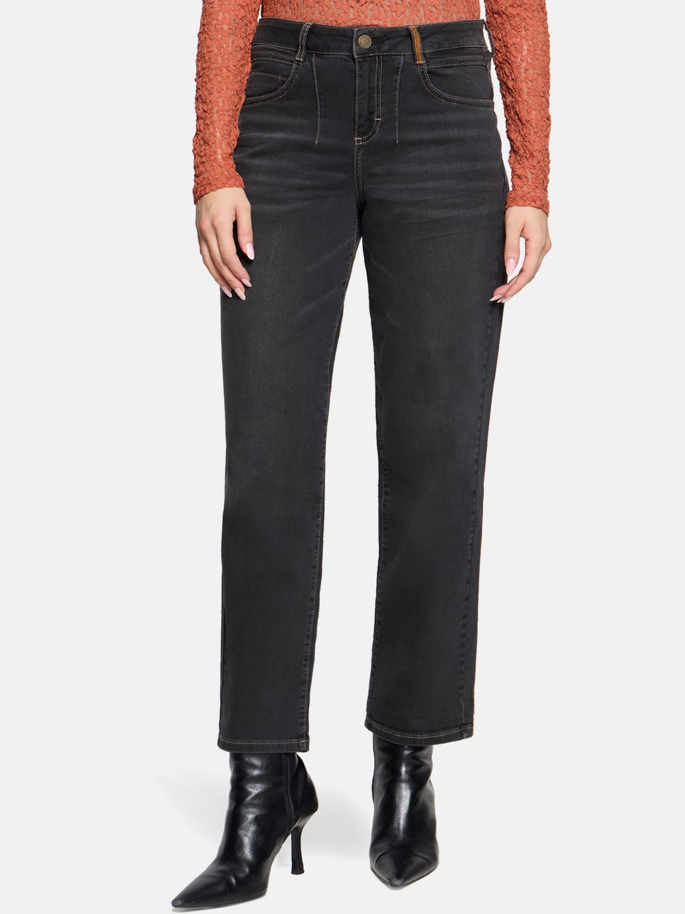 Cartoon Used Look-Jeans Damen Baumwolle schwarz, 36