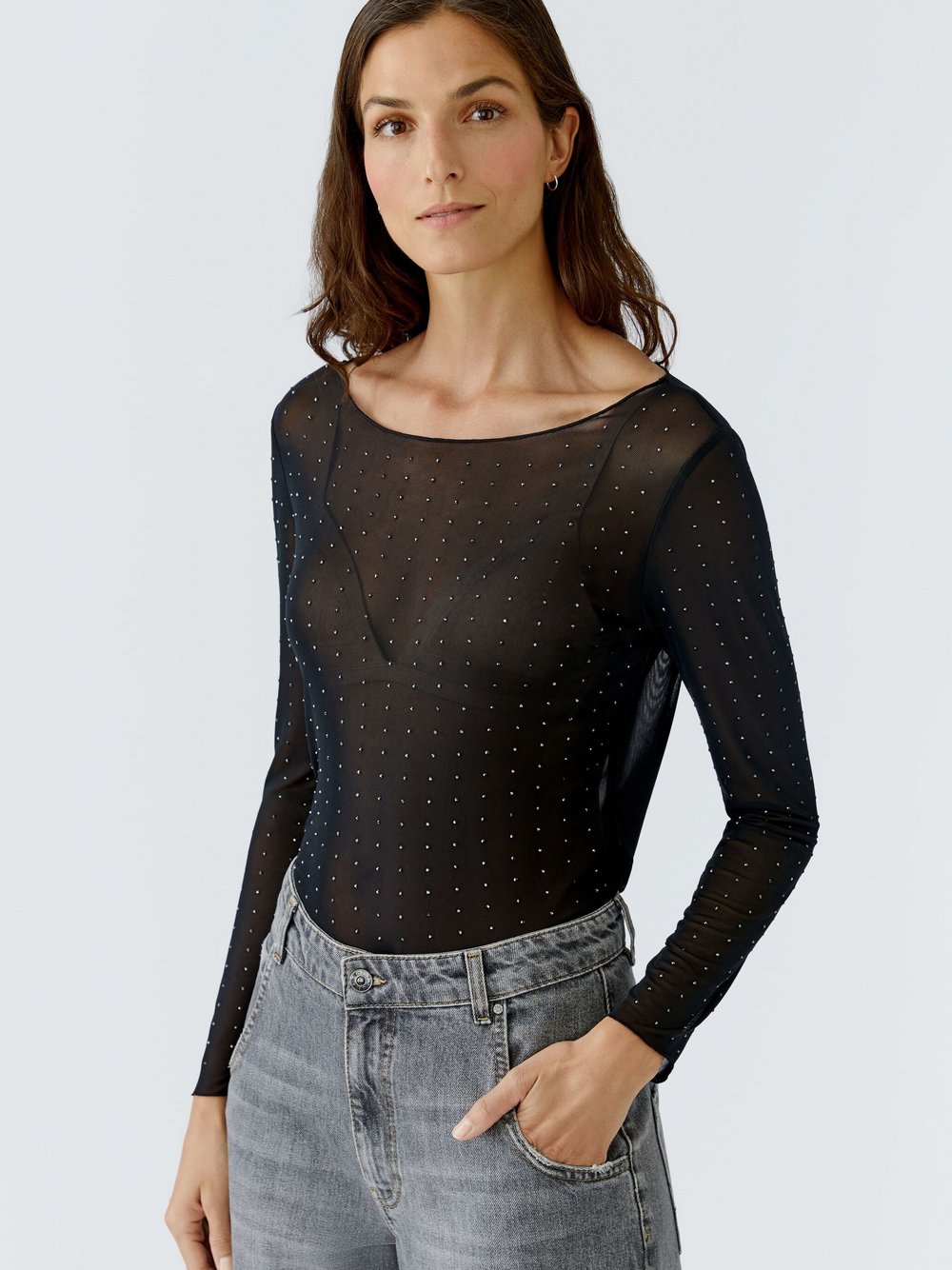 Thumbnail - Oui Langarmshirt Damen schwarz, 46