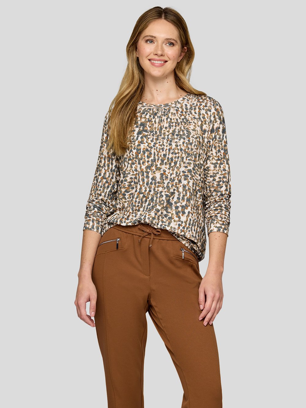 RABE T-Shirt Damen Viskose grau gepunktet, 38