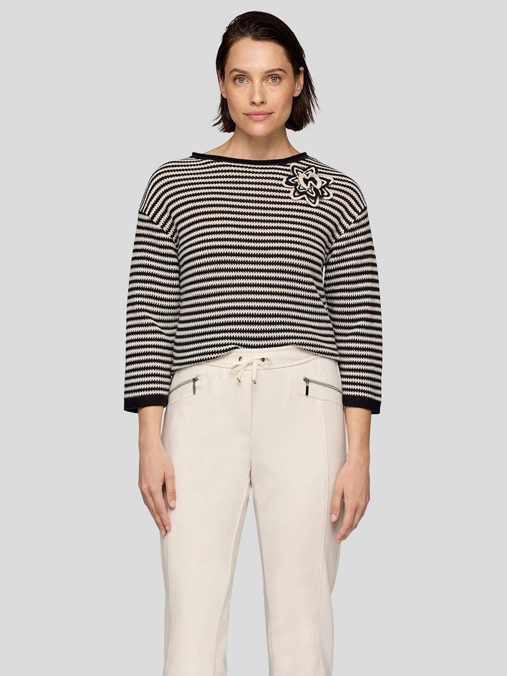 RABE Pullover Damen Baumwolle beige gestreift, 36