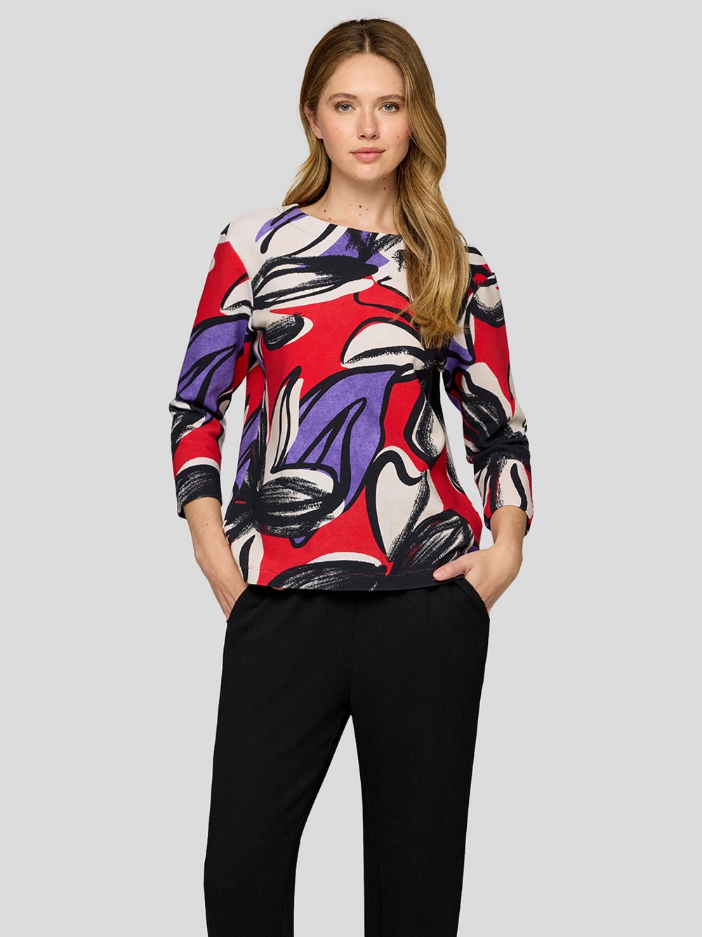 Thumbnail - RABE T-Shirt Damen Baumwolle rot gemustert, 40