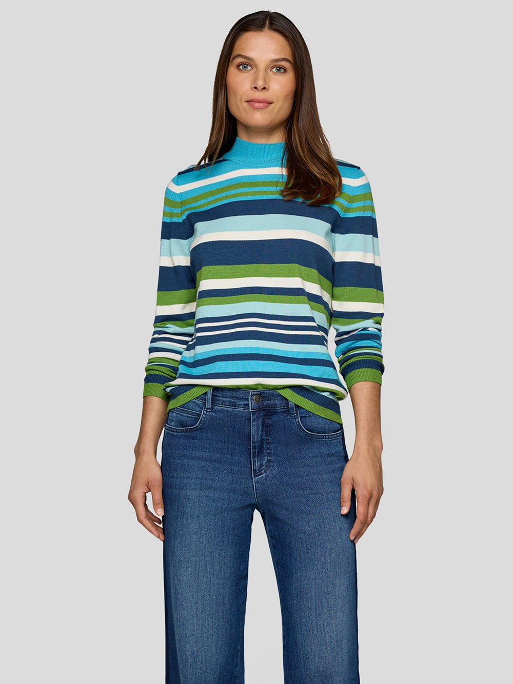 Thumbnail - RABE Pullover Damen Modal grün gestreift, 46