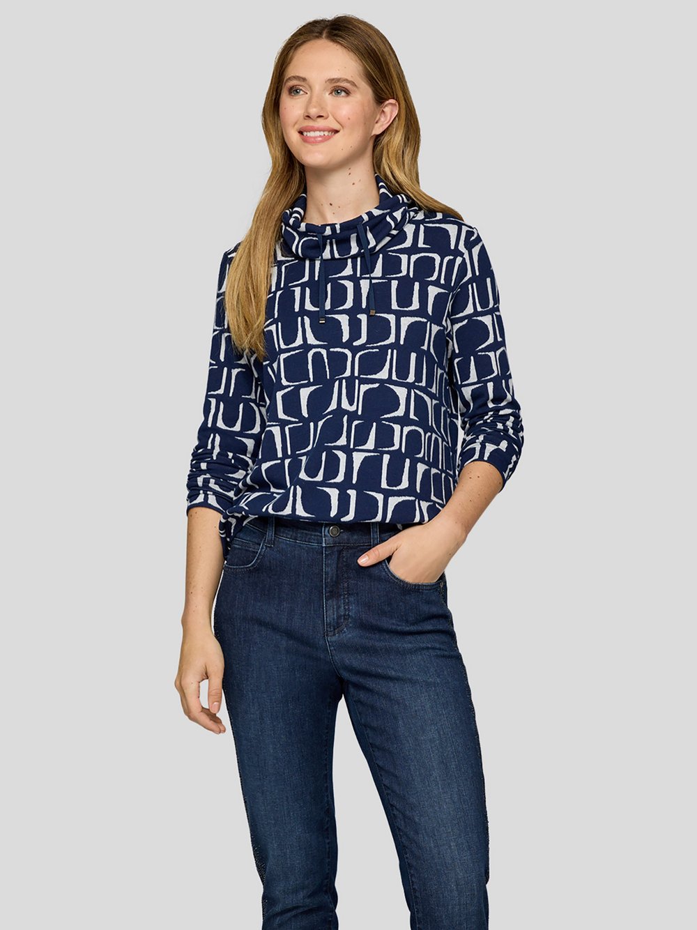 Thumbnail - RABE T-Shirt Damen blau gemustert, 44