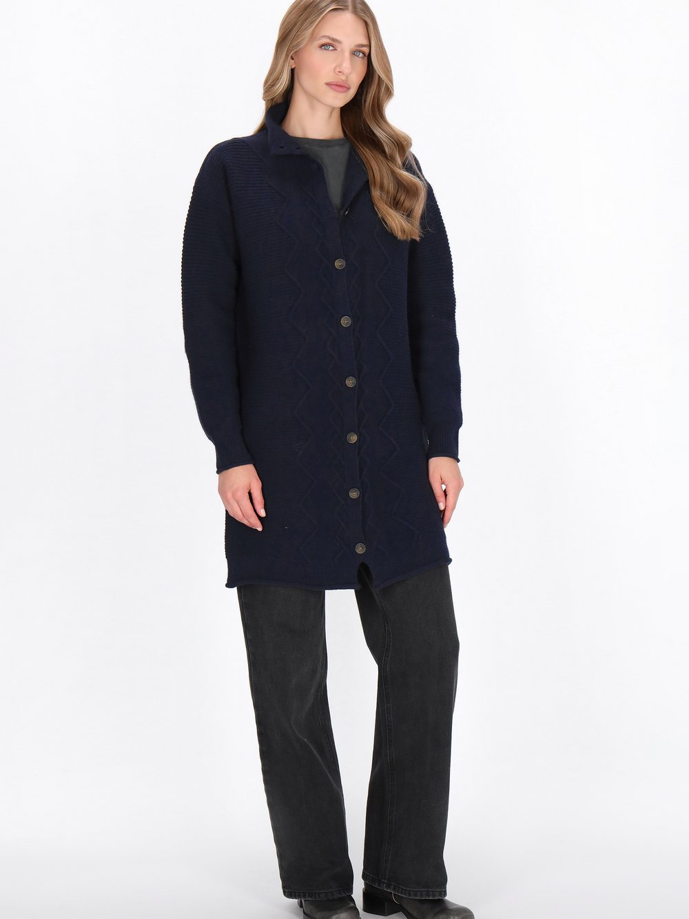 Dreimaster Strickjacke Damen Polyamid blau, XS/S