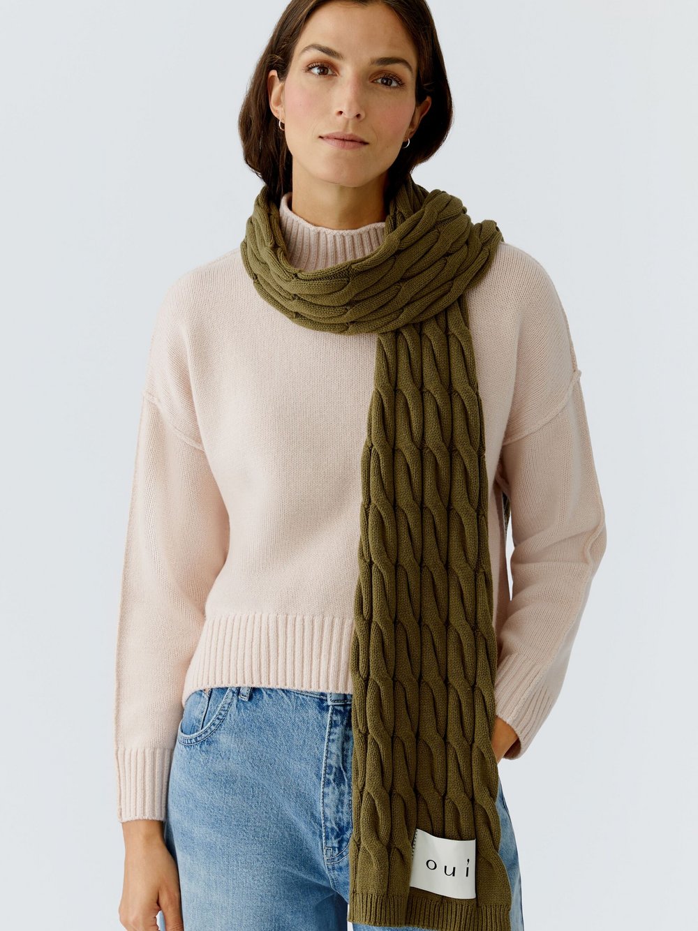 Thumbnail - Oui Schal Damen Baumwolle grün, ONE SIZE