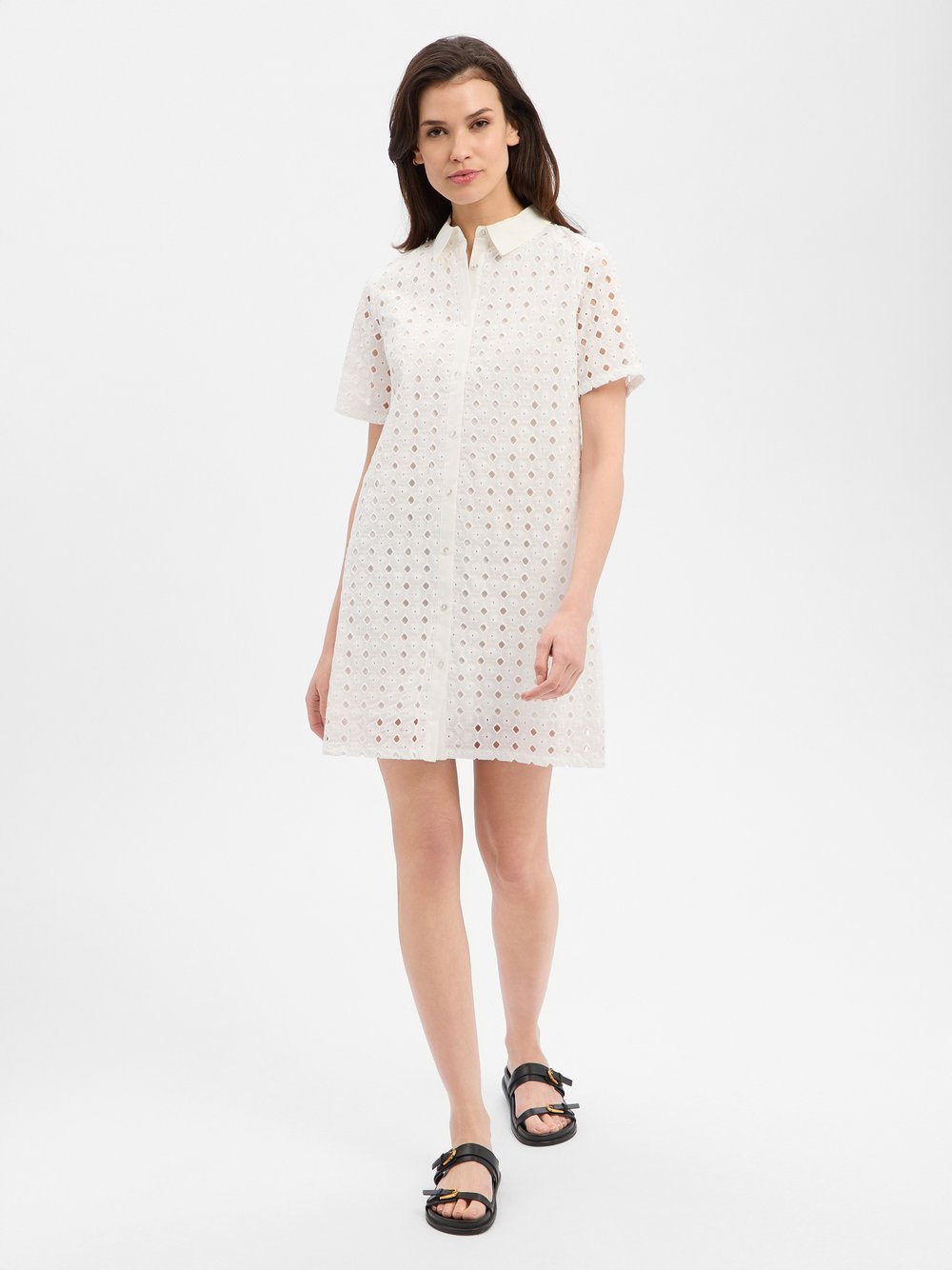 Marie Lund Blusenkleid Damen Baumwolle (100%) weiß strukturiert, 40