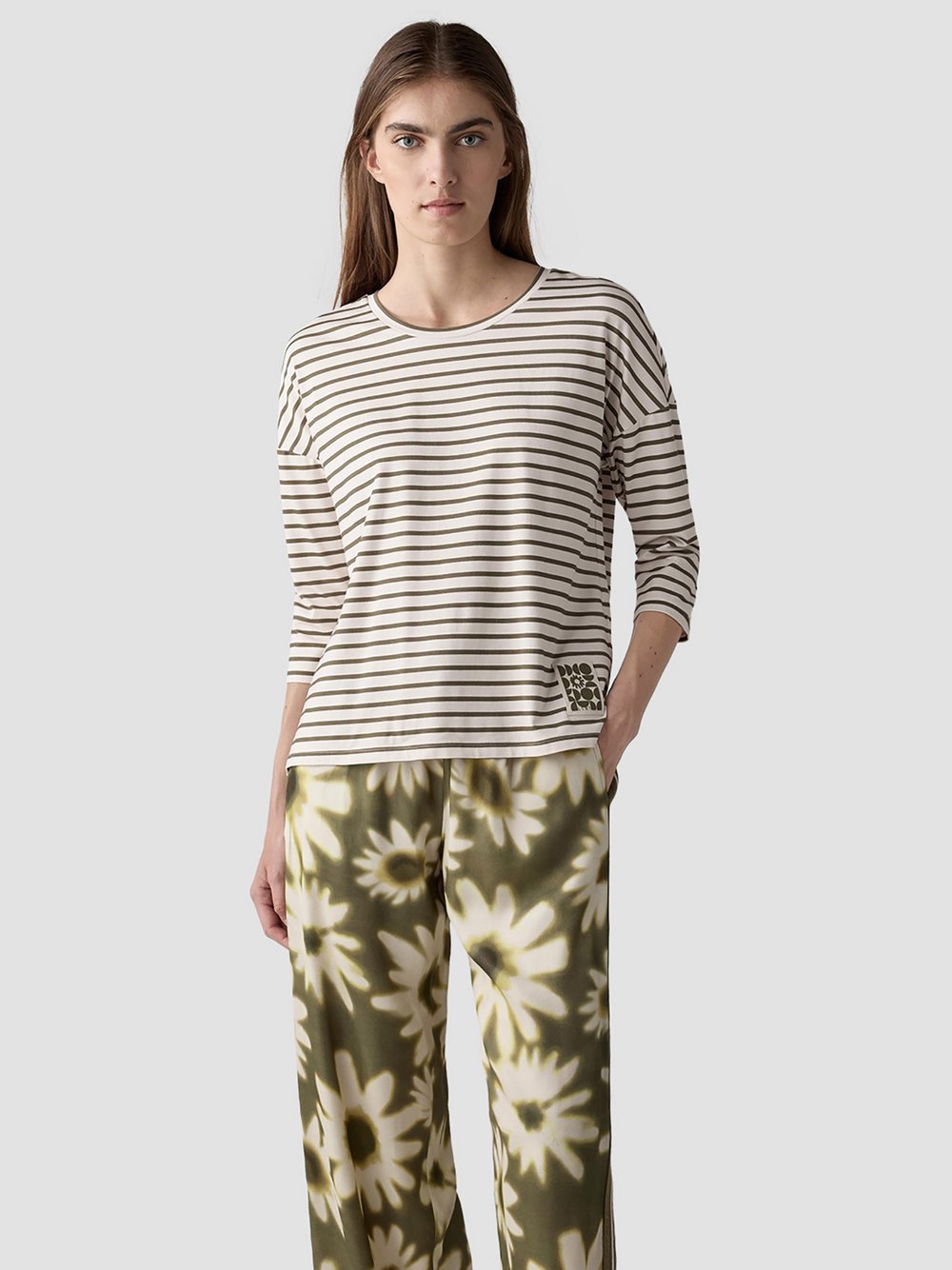 LCMT T-Shirt Damen Baumwolle grün gestreift, 48