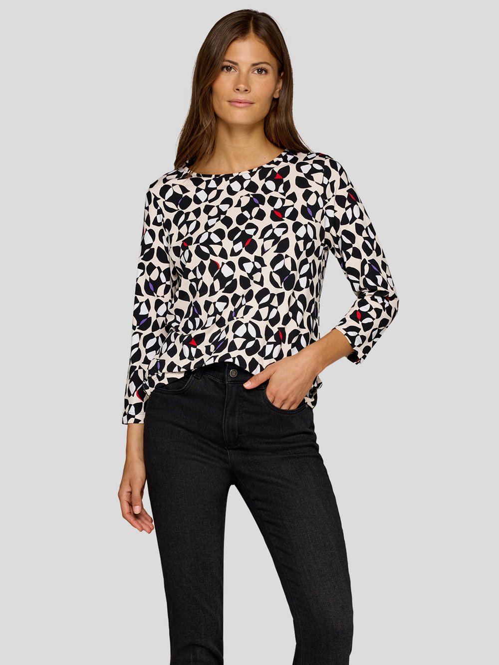 RABE T-Shirt Damen Viskose schwarz gemustert, 36