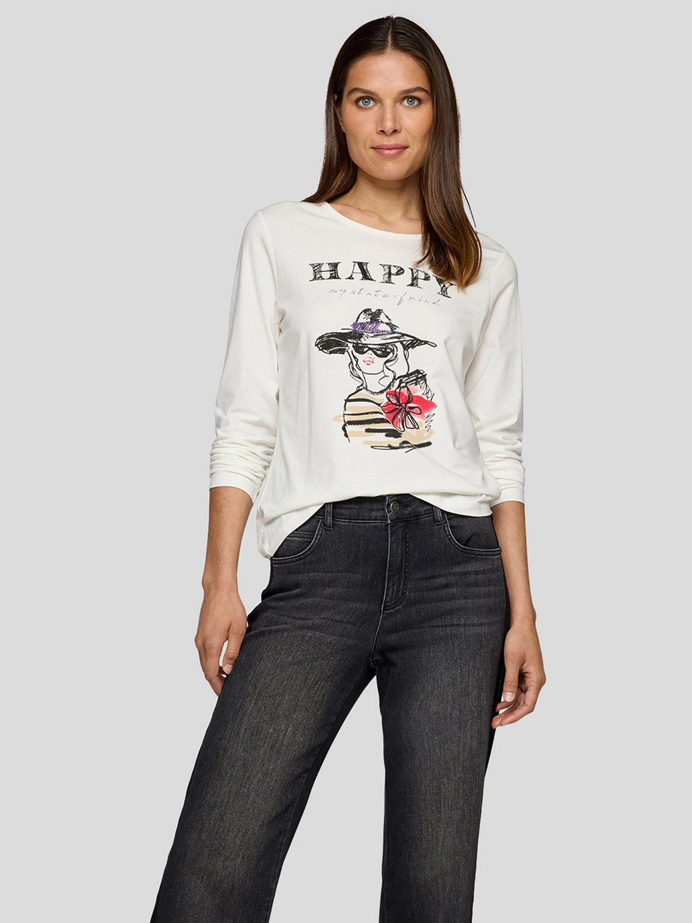 RABE T-Shirt Damen Baumwolle beige gemustert, 46